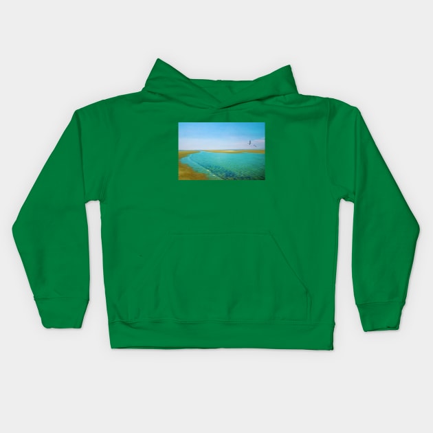 Low Tide on St Simons Island Kids Hoodie by lauradyoung